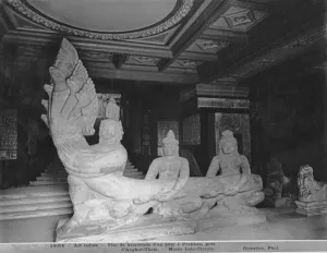 Head of a balustrade, originally from a bridge at Prakhan, Angkor-Thom (b/w photo) Head of a balustrade, originally from a bridge at Prakhan, Angkor-Thom (b/w photo)