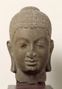 Head of Buddha, from Vat Romlok, Angkot Borei, 6th-7th century (sandstone) Head of Buddha, from Vat Romlok, Angkot Borei, 6th-7th century (sandstone)