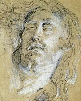 Painte Gallery: Head of the dead Christ (charcoal & chalk on paper)