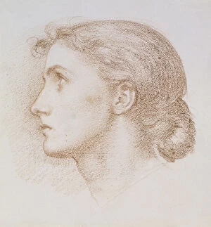 Head study of a young woman, c.1880 (chalk on paper)