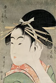 Head of a Woman (colour woodblock print)