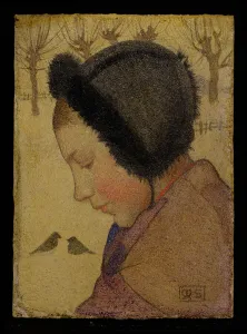 Head of a Young Girl in a Fur Hat (oil and gesso on board) Head of a Young Girl in a Fur Hat (oil and gesso on board)