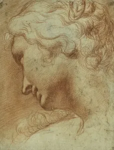Head of a young woman looking down over her right shoulder (red chalk on paper) Head of a young woman looking down over her right shoulder (red chalk on paper)