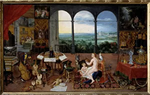 Hearing. Allegory of the five senses Painting by Jan I Brueghel Dit De Velours (1568-1625