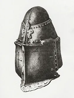 Middle Gallery: Helmet c. 1350, similar to that of the Black Prince in Canterbury Cathedral but with the Piece de