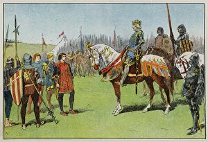 Battle Of Agincourt Gallery: Henry V before the Battle of Agincourt (colour litho)