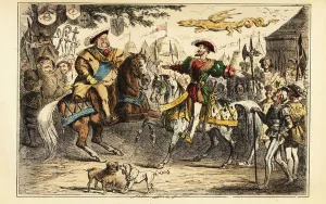 Henry VIII of England meeting Francis I of France on horseback at the Field of the Cloth Henry VIII of England meeting Francis I of France on horseback at the Field of the Cloth