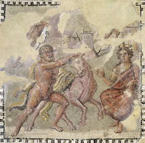 Herakles with the Cretan Bull, Ostia (mosaic) Herakles with the Cretan Bull, Ostia (mosaic)