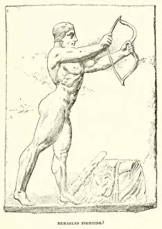 Herakles fighting (engraving)