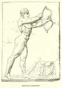 Herakles fighting (engraving) Herakles fighting (engraving)