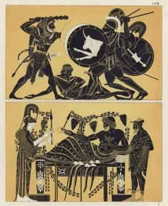 Hercules fighting Geryon and Geryon with Athena and Dionysos (colour litho) Hercules fighting Geryon and Geryon with Athena and Dionysos (colour litho)