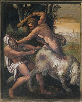 Hercules killing the Cretan bull, Yellow Room, 16th century (fresco) Hercules killing the Cretan bull, Yellow Room, 16th century (fresco)