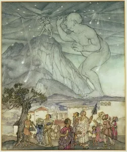 Hercules Supporting the Sky in Place of Atlas, 1922 (w/c with pen and ink on paper) Hercules Supporting the Sky in Place of Atlas, 1922 (w/c with pen and ink on paper)