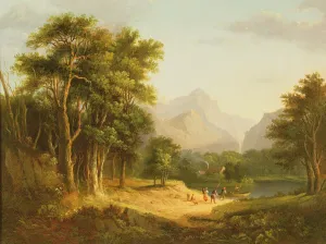 Highland Landscape with Figures (oil on panel) Highland Landscape with Figures (oil on panel)