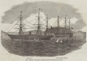 Troopships Gallery: The 'Himalaya'Steam-Ship in Plymouth Sound, with Troops for the War (engraving)