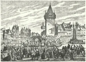 The Hirsebreifahrt, transportation of a cargo of millet by boat from Zurich to the city's ally, Strasbourg The Hirsebreifahrt, transportation of a cargo of millet by boat from Zurich to the city's ally, Strasbourg