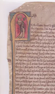Historiated initial at the beginning of The Saga of the Two Apostles John and Jacob Historiated initial at the beginning of The Saga of the Two Apostles John and Jacob