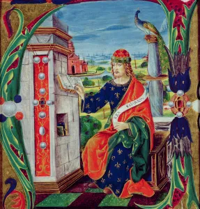 Historiated initial A depicting King Solomon, Lombardy School, c Historiated initial A depicting King Solomon, Lombardy School, c