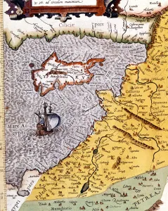 Historical geographical map of Palestine according to the Atlas of Abraham Ortelius Historical geographical map of Palestine according to the Atlas of Abraham Ortelius
