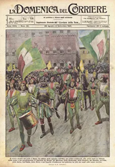 The historical procession of the Palio in Siena (colour litho) The historical procession of the Palio in Siena (colour litho)