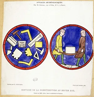 History of construction in the Middle Ages: Fac simile of 13th century stained glass History of construction in the Middle Ages: Fac simile of 13th century stained glass