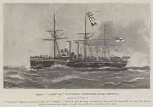 Reported Gallery: HMS 'Amphion, 'reported stranded near Antigua (litho)