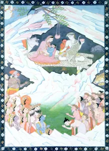 The Holy Family of Shiva and Parvati on Mount Kailash The Holy Family of Shiva and Parvati on Mount Kailash