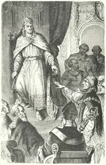 Decree Collection: The Holy Roman Emperor Charles IV issues the Golden Bull of 1356 (engraving)