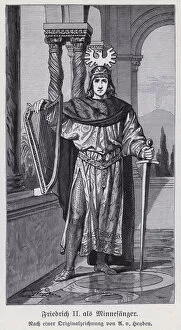 The Holy Roman Emperor Frederick II as a minnesanger (engraving)