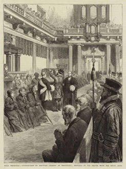 Durand Godefroy 1832 1896 Gallery: Holy Thursday, Distribution of Maunday Charity at Whitehall, bringing in the Salver with the Royal Alms (engraving)