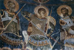 Balkan Peninsula Gallery: The Holy Warriors, Aretas, Nestor and Nicetas, 1407-18 (fresco)