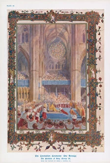 The homage during the ceremony of the Coronation of King George VI in Westminster Abbey, London (colour litho)
