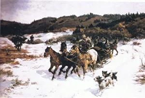 Homeward bound, from from magazine or book source unknown (colour litho) Homeward bound, from from magazine or book source unknown (colour litho)