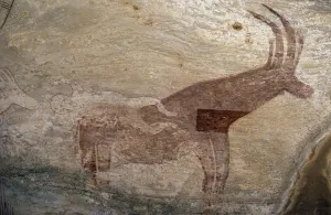 Hoofed animal, cave painting, Sephar, Tassili n'Ajjer (Unesco World Heritage List Hoofed animal, cave painting, Sephar, Tassili n'Ajjer (Unesco World Heritage List