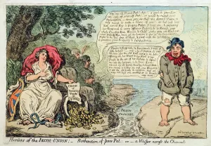 Impoverished Gallery: Horrors of the Irish Union: Botheration of Poor Pat, or A Whisper across the Channel