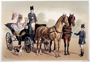 A horse carriage with Anglo-Norman horses Print by Albert Adam (1833 A horse carriage with Anglo-Norman horses Print by Albert Adam (1833