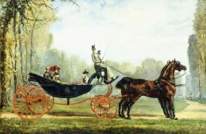 A Horse-Drawn Carriage in a Park with a Hunt Beyond (oil on canvas) A Horse-Drawn Carriage in a Park with a Hunt Beyond (oil on canvas)