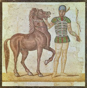 Images Dated 1st September 2006: Horse rider in racing colours (mosaic)