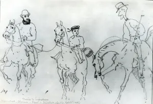 Three Horsemen: Henri de Toulouse-Lautrec (1864-1901) between his Father, Count Alphonse Three Horsemen: Henri de Toulouse-Lautrec (1864-1901) between his Father, Count Alphonse