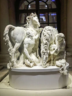 Baroque Style Collection: The horses of the sun, thirsty Horses, 17th century (marble)