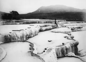 The Hot Water Basins & White Terraces, c.1880s (b/w photo) The Hot Water Basins & White Terraces, c.1880s (b/w photo)