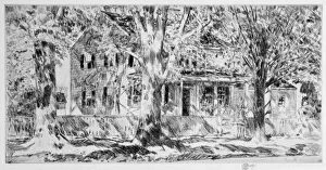 Childe Frederick Hassam Gallery: House on the Main Street, Easthampton, 1922 (etching on paper)