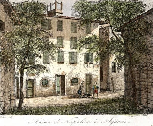 Corsican Gallery: House of Napoleon in Ajaccio - Colour engraving 19th century