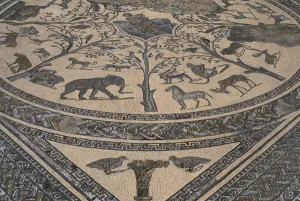 House of Orpheus, Orpheus surrounded by wild animals, detail (mosaic) House of Orpheus, Orpheus surrounded by wild animals, detail (mosaic)