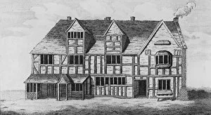 The House in Stratford-upon-Avon in which Shakespeare was Born (engraving) (b&w photo)