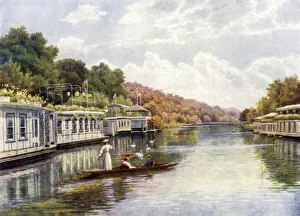 Houseboats on Henley Backwater (colour litho) Houseboats on Henley Backwater (colour litho)