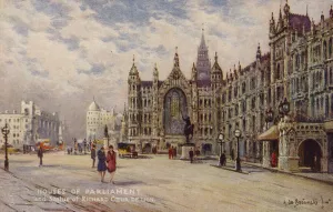 Houses of Parliament and the Statue of Richard Coeur de Lion (colour litho) Houses of Parliament and the Statue of Richard Coeur de Lion (colour litho)