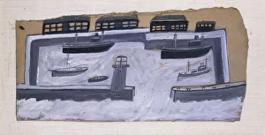 Houses and Ships, (pencil and gouache on board) Houses and Ships, (pencil and gouache on board)