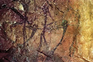 Cave Painting Collection: Human figures with bows, Cueva del Civil, Tirig, Barranc de la Valltorta, Valencia