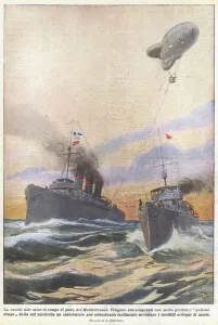 The hunt for mines in peacetime, in the Mediterranean (colour litho) The hunt for mines in peacetime, in the Mediterranean (colour litho)